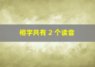 相字共有 2 个读音